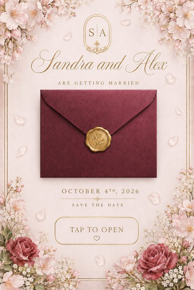 A rose and gold wedding invitation design