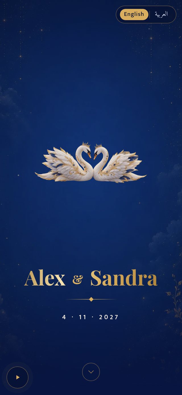 A navy and gold wedding invitation design